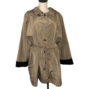 Misty Harbor Women’s Vintage Hooded Trench Coat size 2X Zip-In Fleece Lining